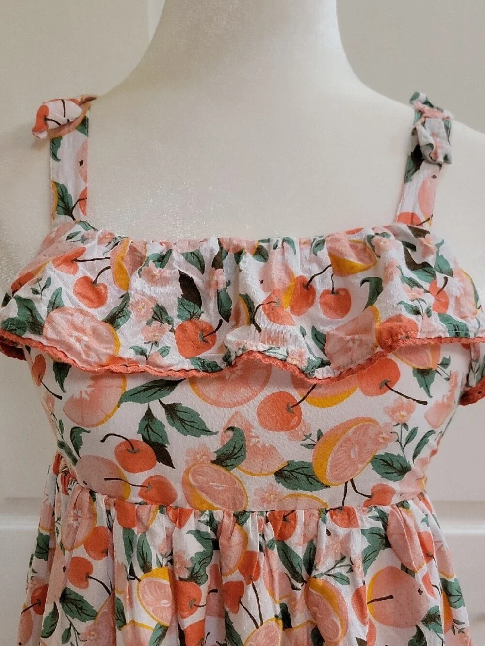 Isaac Mizrahi Kids Pink Floral Fruit-Print Sundress Size 10 EUC